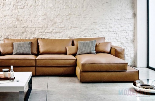 Реплика углового дизайнерского дивана из натуральной кожи, фото 16