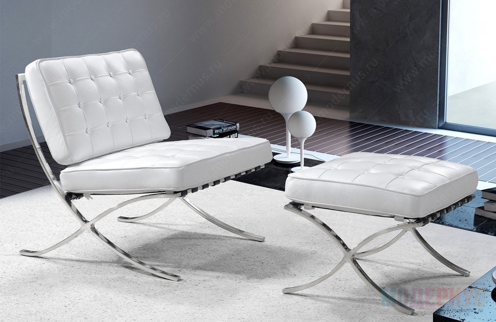 дизайнерское кресло Barcelona модель от Ludwig Mies van der Rohe в интерьере, фото 9