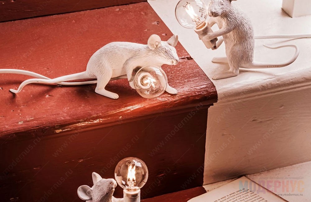 дизайнерская лампа Mouse Sitting модель от Seletti в интерьере, фото 4