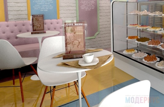 Кофейня «Кофемолка» (Белгород), стулья Eames DSW и диваны на заказ, фото 13