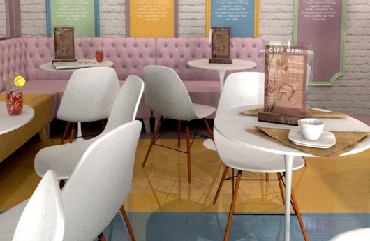 Кофейня «Кофемолка» (Белгород), стулья Eames DSW и диваны на заказ, фото 15