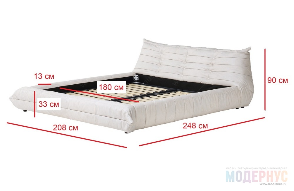 дизайнерская кровать Pillow Leather в Модернус в интерьере, фото 10