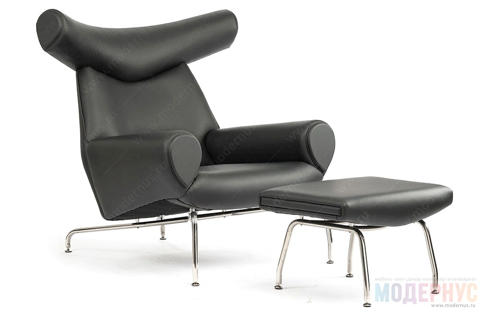 дизайнерское кресло Ox with Ottoman модель от Hans Wegner в интерьере, фото 2