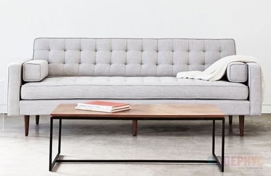 Реплика стильного дивана из ткани и лофтового столика из металла, фото 21