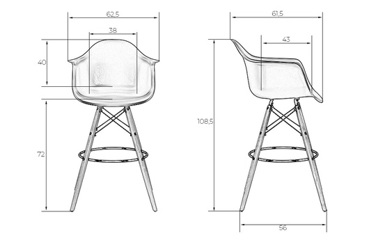 барный стул DAW Bar дизайн Charles & Ray Eames фото 5