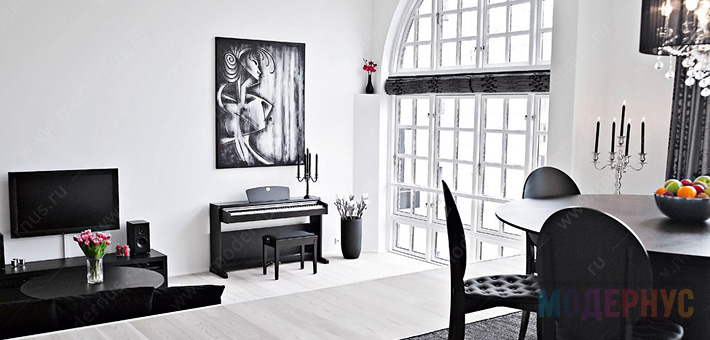 Стильный черно-белый дизайн интерьера дома