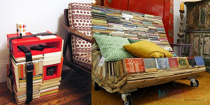 Дизайнерская мебель из старых книг для дома