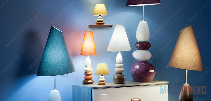 Декоративные настольные лампы с абажуром в интерьере