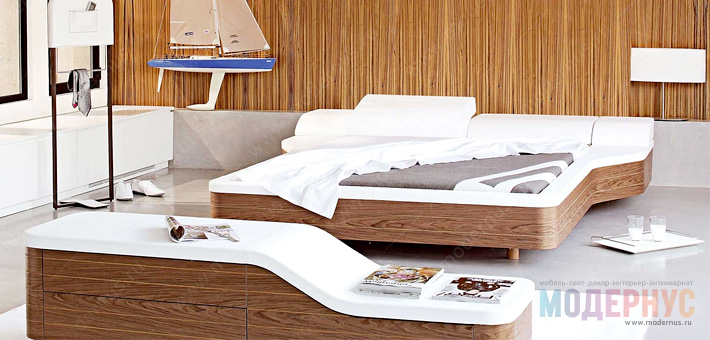 Оригинальная кровать для спальни из дерева в современном стиле