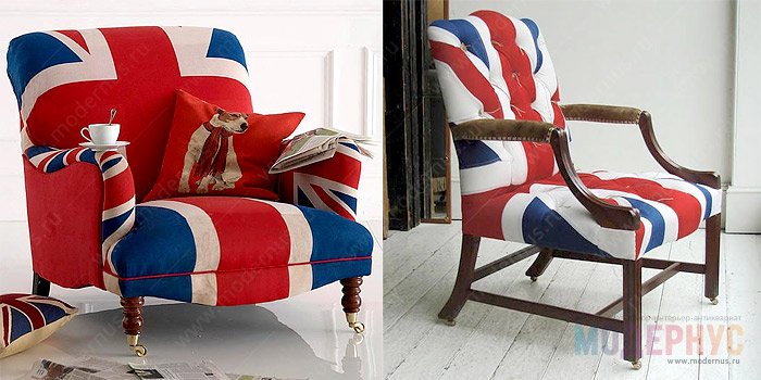 Дизайнерские кресла с британским флагом